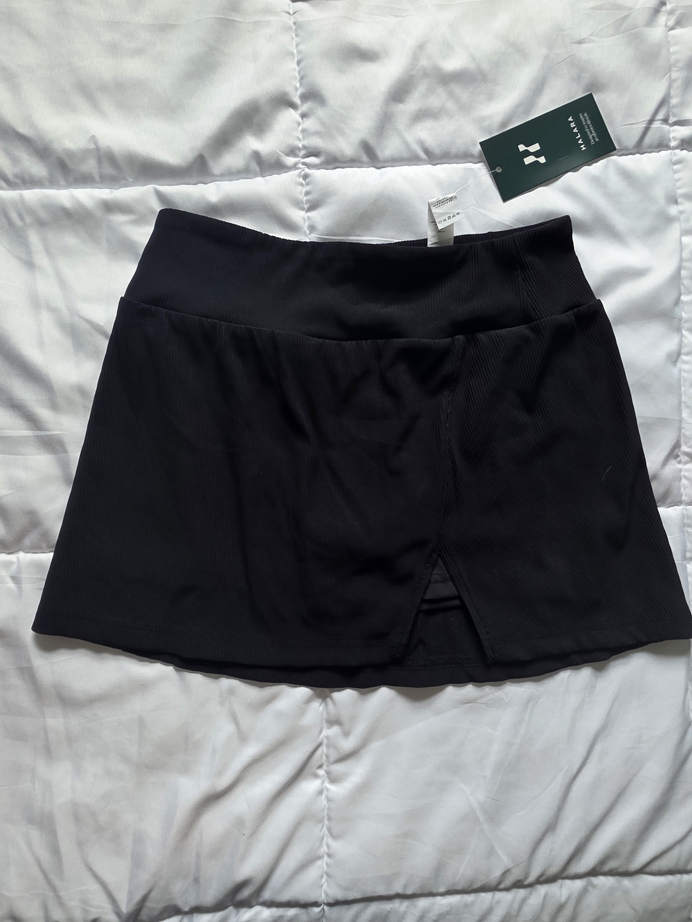 NWT HALARA Black Mini Skort with Front Overlap